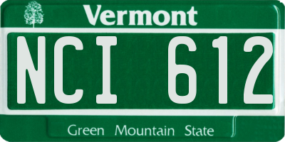 VT license plate NCI612