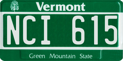 VT license plate NCI615