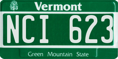 VT license plate NCI623