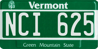 VT license plate NCI625