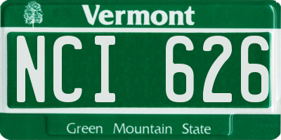 VT license plate NCI626