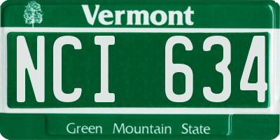 VT license plate NCI634