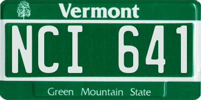 VT license plate NCI641
