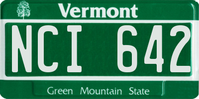 VT license plate NCI642
