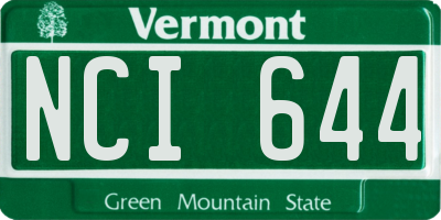 VT license plate NCI644