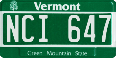 VT license plate NCI647