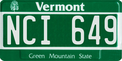 VT license plate NCI649