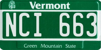 VT license plate NCI663