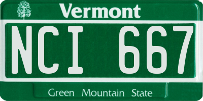 VT license plate NCI667