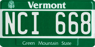 VT license plate NCI668