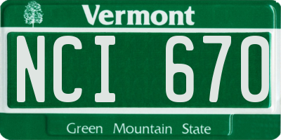 VT license plate NCI670