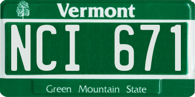 VT license plate NCI671