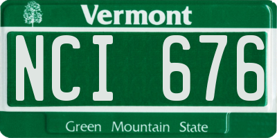 VT license plate NCI676