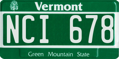 VT license plate NCI678