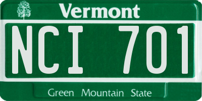 VT license plate NCI701
