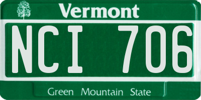 VT license plate NCI706
