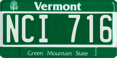 VT license plate NCI716