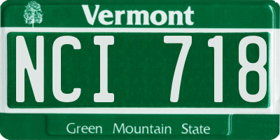 VT license plate NCI718