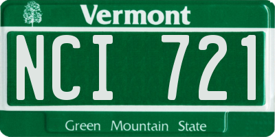 VT license plate NCI721