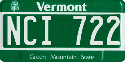 VT license plate NCI722