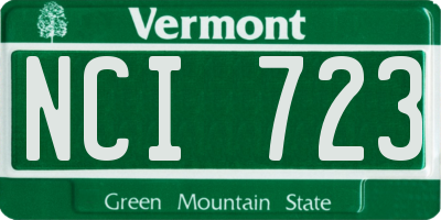 VT license plate NCI723