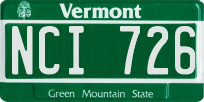 VT license plate NCI726