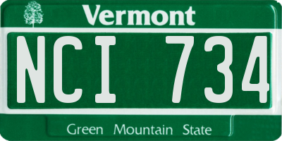 VT license plate NCI734