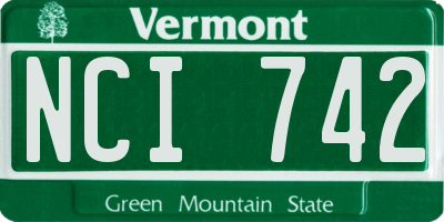 VT license plate NCI742