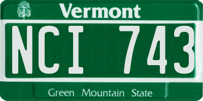 VT license plate NCI743