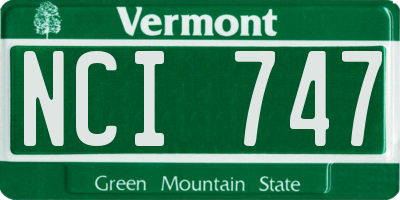 VT license plate NCI747
