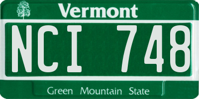 VT license plate NCI748