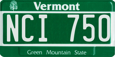 VT license plate NCI750