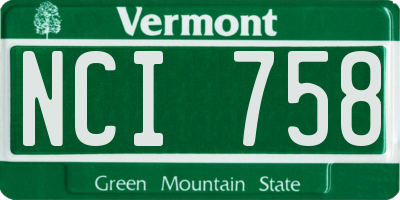 VT license plate NCI758