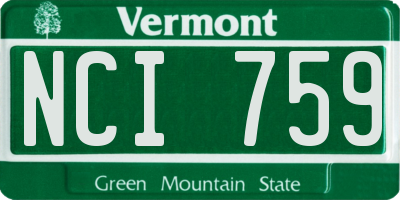 VT license plate NCI759