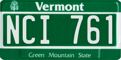 VT license plate NCI761