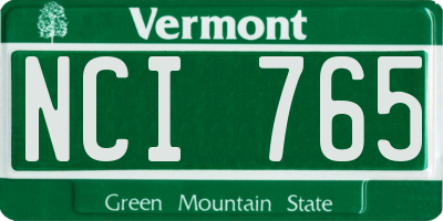 VT license plate NCI765