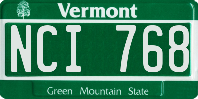 VT license plate NCI768