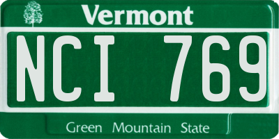 VT license plate NCI769