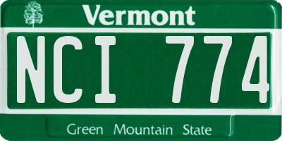 VT license plate NCI774