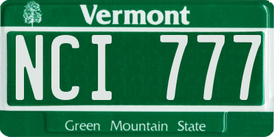 VT license plate NCI777