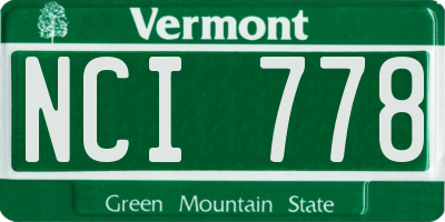VT license plate NCI778