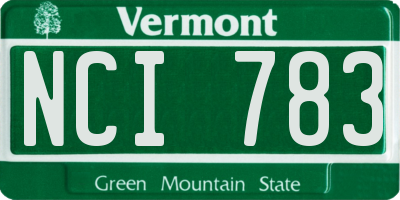 VT license plate NCI783