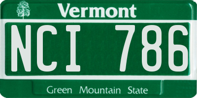 VT license plate NCI786