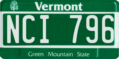 VT license plate NCI796