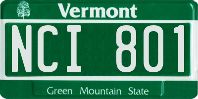 VT license plate NCI801