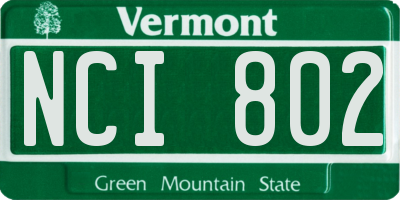 VT license plate NCI802