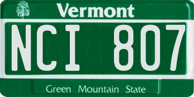 VT license plate NCI807