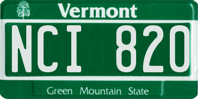 VT license plate NCI820