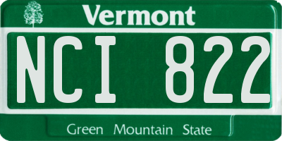 VT license plate NCI822