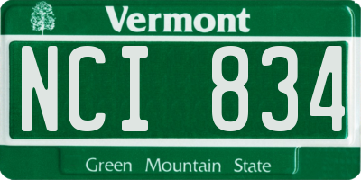 VT license plate NCI834